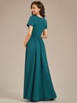 Comfortable Pleated V-Neck Short Sleeve Maternity Dress – Teal