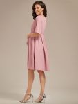 Loose V-Neck Half Sleeve Knee Length Maternity Dress – Dusty Rose