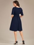 Loose V-Neck Half Sleeve Knee Length Maternity Dress – Navy Blue