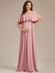 Flattering A-Line Maternity Dress with Off-Shoulder Ruffle – Dusty Rose