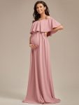 Flattering A-Line Maternity Dress with Off-Shoulder Ruffle – Dusty Rose