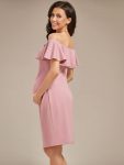 Elegant Ruffle Off-The-Shoulder Bodycon Midi Maternity Dress – Dusty Rose