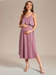 Airy Adjustable Spaghetti Straps Knee-Length A-Line Maternity Dress – Purple Orchid