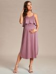 Airy Adjustable Spaghetti Straps Knee-Length A-Line Maternity Dress – Purple Orchid