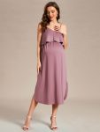 Airy Adjustable Spaghetti Straps Knee-Length A-Line Maternity Dress – Purple Orchid