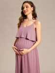 Airy Adjustable Spaghetti Straps Knee-Length A-Line Maternity Dress – Purple Orchid