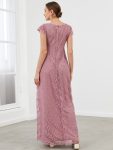 V-Neck Vintage Lace Short Sleeve Maxi Maternity Dress – Purple Orchid