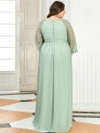 Plus Size V Neck Maternity Formal Dress with Sleeves – Mint Green