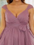 Tie Waist V-Neck Tiered Floor-length Maternity Dress – Purple Orchid