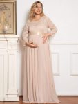 Plus Size Long Lace Sleeve Maternity Formal Dresses – Blush