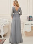 Sweetheart 3/4 Sleeve Floor-Length Lace Maternity Dress – Grey