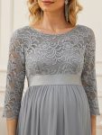 Sweetheart 3/4 Sleeve Floor-Length Lace Maternity Dress – Grey