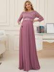 Sweetheart 3/4 Sleeve Floor-Length Lace Maternity Dress – Purple Orchid