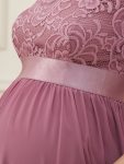 Sweetheart 3/4 Sleeve Floor-Length Lace Maternity Dress – Purple Orchid