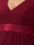 Floral Print V-Neck Short Sleeve Ruffle Maternity Dress – Burgundy