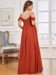 Off-Shoulder Spaghetti Strap A-Line Maternity Dress – Burnt Orange