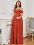 Off-Shoulder Spaghetti Strap A-Line Maternity Dress – Burnt Orange