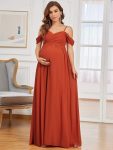 Off-Shoulder Spaghetti Strap A-Line Maternity Dress – Burnt Orange