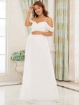 Off-Shoulder Spaghetti Strap A-Line Maternity Dress – Cream