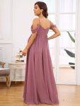 Off-Shoulder Spaghetti Strap A-Line Maternity Dress – Purple Orchid