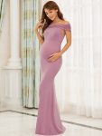 Elegant Bodycon Strapless Fold-Over Maternity Dress – Purple Orchid