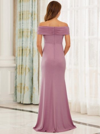 Elegant Bodycon Strapless Fold-Over Maternity Dress - Purple Orchid