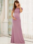 Elegant Bodycon Strapless Fold-Over Maternity Dress – Purple Orchid