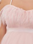 Feather Trim Cold Shoulder Double Skirt Maternity Dress – Pink