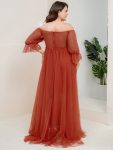 Plus Size Off-Shoulder Tulle Double Skirt Maxi Maternity Dress – Burnt Orange