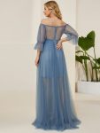 Sheer Off-Shoulder Double Skirt Maxi Maternity Dress – Dusty Navy