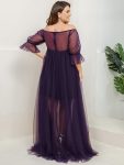 Plus Size Off-Shoulder Tulle Double Skirt Maxi Maternity Dress – Dark Purple