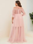 Plus Size Off-Shoulder Tulle Double Skirt Maxi Maternity Dress – Pink