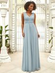 Double V Neck Floor Length Sparkly Evening Dresses for Party – Mist