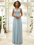 Double V Neck Floor Length Sparkly Evening Dresses for Party – Mist