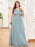 Double V Neck Floor Length Sparkly Evening Dresses for Party – Mist