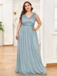 Double V Neck Maxi Long Plus Size Sparkly Evening Dresses for Party – Mist