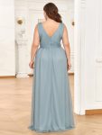 Double V Neck Maxi Long Plus Size Sparkly Evening Dresses for Party – Mist