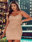 Short Strapless Sequin Backless Homecoming Dress – Rose Gold