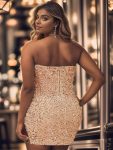 Short Strapless Sequin Backless Homecoming Dress – Rose Gold