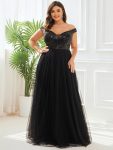 Plus Size Long Sequin Special Occasion Dresses – Black