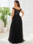 Plus Size Long Sequin Special Occasion Dresses – Black