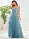 Plus Size Long Sequin Special Occasion Dresses – Dusty Blue