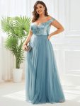 Plus Size Long Sequin Special Occasion Dresses – Dusty Blue