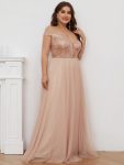 Plus Size Long Sequin Special Occasion Dresses – Rose Gold