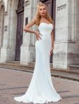 Simple Strapless Mermaid Eloping Dress for Wedding – Cream