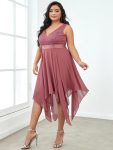 Plus Size Stunning V Neck Prom Lace Dress for Women – Cameo Brown