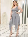 Plus Size Stunning V Neck Prom Lace Dress for Women – Grey