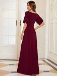 Trendy Round Neck Bodycon Wedding Guest Dress with Sleeves – Burgundy