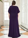 Trendy Round Neck Bodycon Wedding Guest Dress with Sleeves – Dark Purple