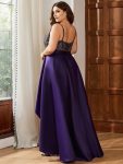 High Low Sleeveless Plus Size Dresses With Sequin for Evening – Dark Purple